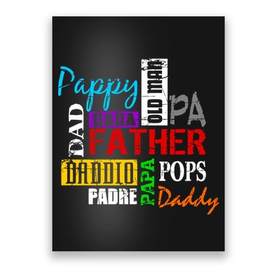Father's Day Dad Daddy Papa Pops Names Poster