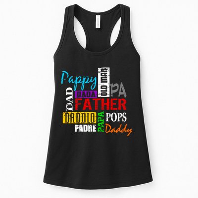Father's Day Dad Daddy Papa Pops Names Womens Tank Top