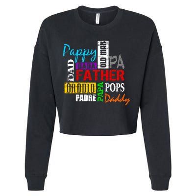 Father's Day Dad Daddy Papa Pops Names Cropped Pullover Crew