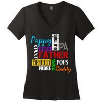Father's Day Dad Daddy Papa Pops Names Women's V-Neck T-Shirt