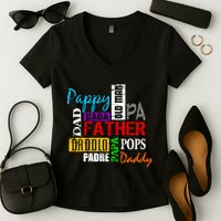 Father's Day Dad Daddy Papa Pops Names Women's V-Neck T-Shirt