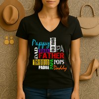 Father's Day Dad Daddy Papa Pops Names Women's V-Neck T-Shirt