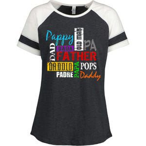 Father's Day Dad Daddy Papa Pops Names Enza Ladies Jersey Colorblock Tee