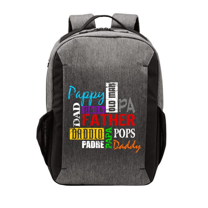 Father's Day Dad Daddy Papa Pops Names Vector Backpack