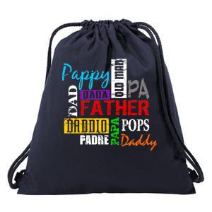 Father's Day Dad Daddy Papa Pops Names Drawstring Bag