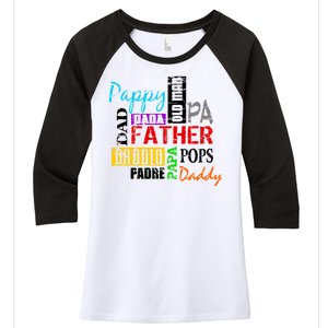 Father's Day Dad Daddy Papa Pops Names Women's Tri-Blend 3/4-Sleeve Raglan Shirt