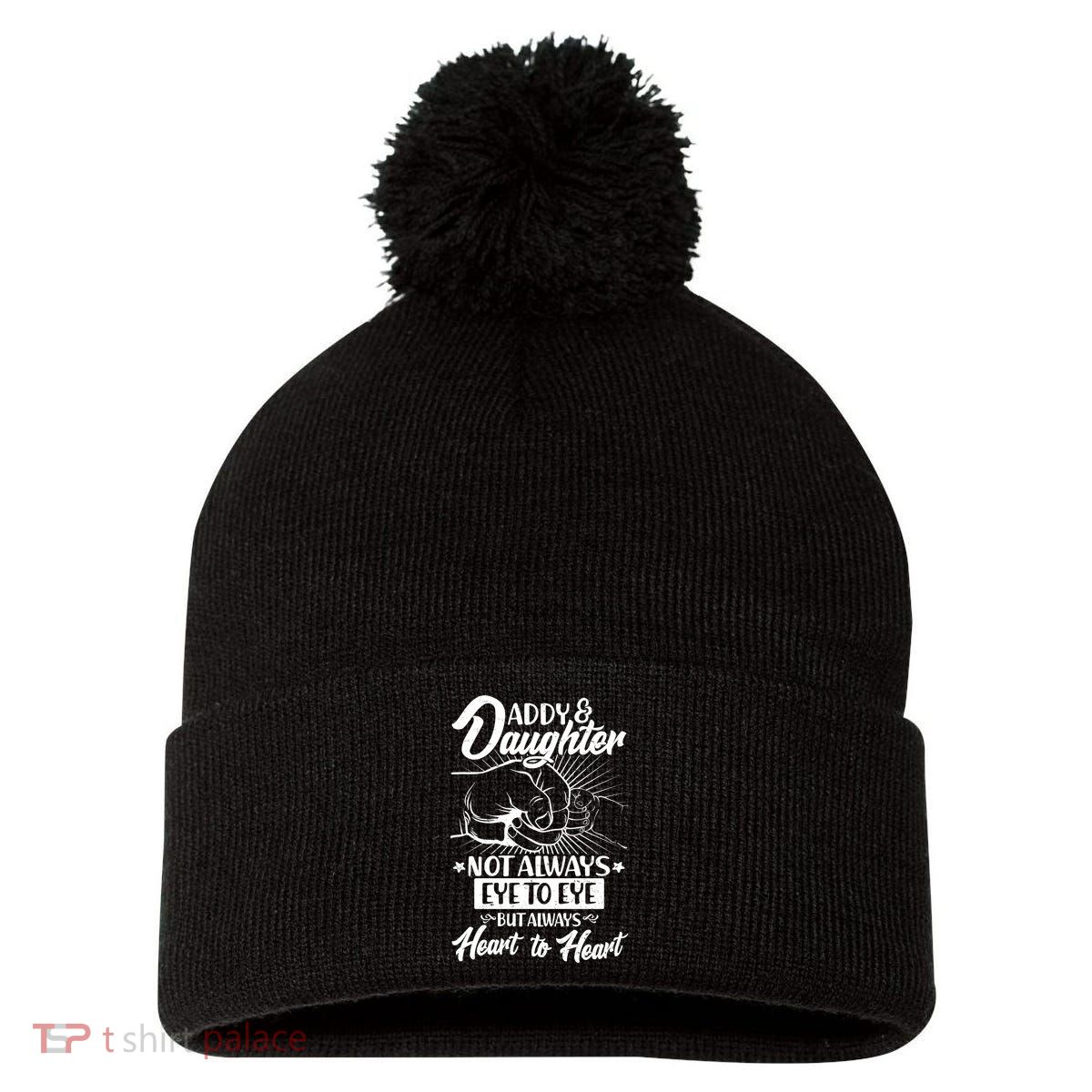 Father's Day Daddy & Daughter Fist Bump Pom Pom 12in Knit Beanie