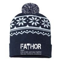 Fathor Like Dad Just Way Mightier Hero USA-Made Snowflake Beanie