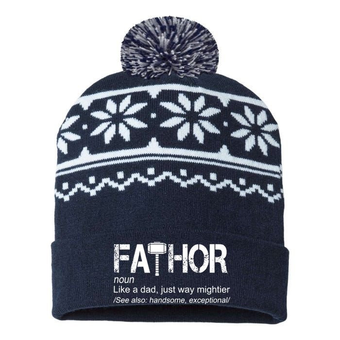 Fathor Like Dad Just Way Mightier Hero USA-Made Snowflake Beanie