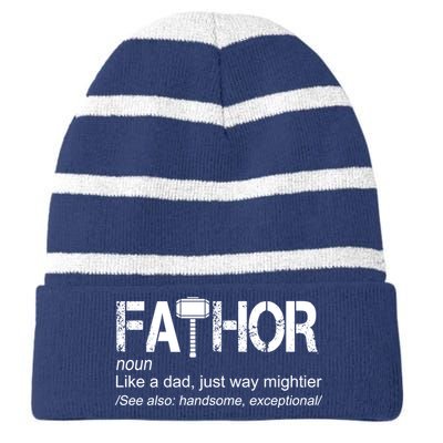 Fathor Like Dad Just Way Mightier Hero Striped Beanie with Solid Band