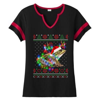 Frog Animal Ugly Sweater Christmas Puppy Animal Lover Funny Gift Ladies Halftime Notch Neck Tee