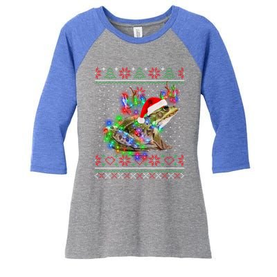 Frog Animal Ugly Sweater Christmas Puppy Animal Lover Funny Gift Women's Tri-Blend 3/4-Sleeve Raglan Shirt