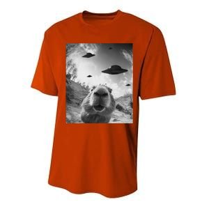 Funny Alien Ufo Graphiccapybara Selfie With Ufos Weird Performance Sprint T-Shirt