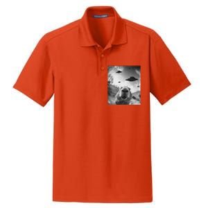 Funny Alien Ufo Graphiccapybara Selfie With Ufos Weird Dry Zone Grid Polo