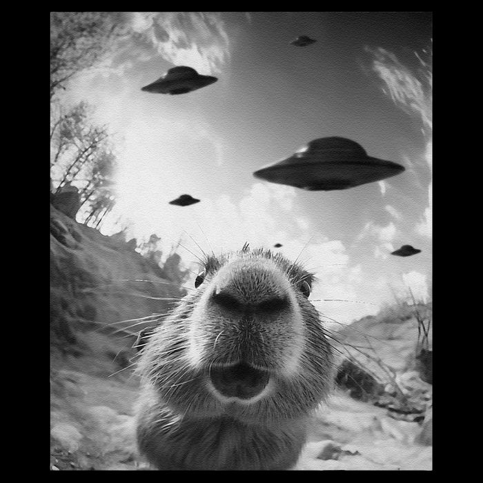 Funny Alien Ufo Graphiccapybara Selfie With Ufos Weird Flat Bill Trucker Hat