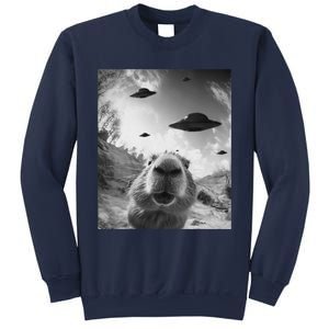 Funny Alien Ufo Graphiccapybara Selfie With Ufos Weird Sweatshirt