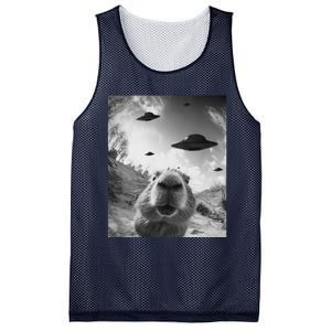 Funny Alien Ufo Graphiccapybara Selfie With Ufos Weird Mesh Reversible Basketball Jersey Tank