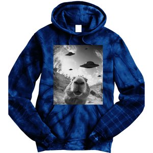 Funny Alien Ufo Graphiccapybara Selfie With Ufos Weird Tie Dye Hoodie