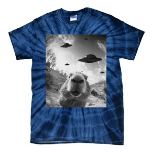 Funny Alien Ufo Graphiccapybara Selfie With Ufos Weird Tie-Dye T-Shirt