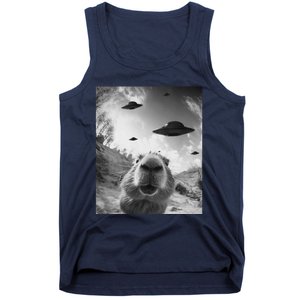 Funny Alien Ufo Graphiccapybara Selfie With Ufos Weird Tank Top