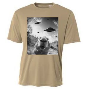 Funny Alien Ufo Graphiccapybara Selfie With Ufos Weird Cooling Performance Crew T-Shirt