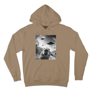 Funny Alien Ufo Graphiccapybara Selfie With Ufos Weird Hoodie