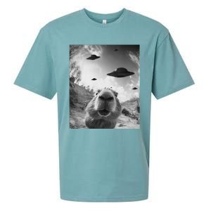 Funny Alien Ufo Graphiccapybara Selfie With Ufos Weird Sueded Cloud Jersey T-Shirt