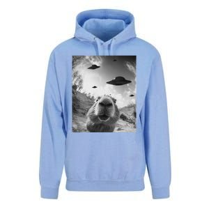 Funny Alien Ufo Graphiccapybara Selfie With Ufos Weird Unisex Surf Hoodie