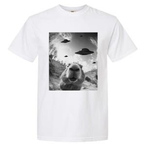 Funny Alien Ufo Graphiccapybara Selfie With Ufos Weird Garment-Dyed Heavyweight T-Shirt