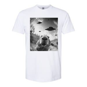 Funny Alien Ufo Graphiccapybara Selfie With Ufos Weird Softstyle CVC T-Shirt