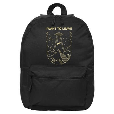 Funny Alien Ufo Extraterrestrial I Want To Leave Alien Lover 16 in Basic Backpack