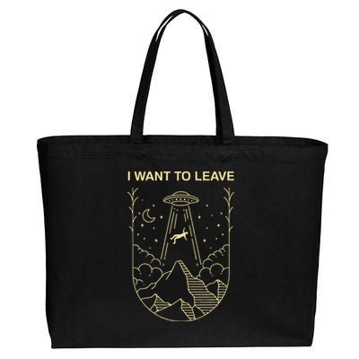 Funny Alien Ufo Extraterrestrial I Want To Leave Alien Lover Cotton Canvas Jumbo Tote