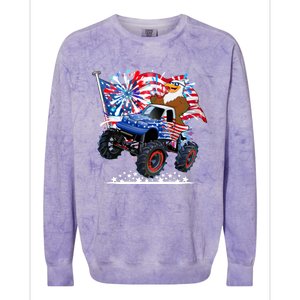 Funny American Usa Flag Eagle Monster Truck Colorblast Crewneck Sweatshirt