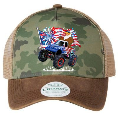 Funny American Usa Flag Eagle Monster Truck Legacy Tie Dye Trucker Hat