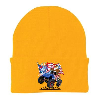 Funny American Usa Flag Eagle Monster Truck Knit Cap Winter Beanie