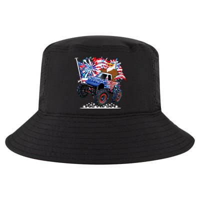 Funny American Usa Flag Eagle Monster Truck Cool Comfort Performance Bucket Hat