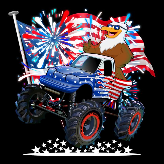 Funny American Usa Flag Eagle Monster Truck Performance Shirt