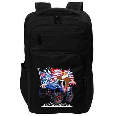 Funny American Usa Flag Eagle Monster Truck Impact Tech Backpack