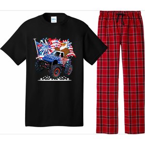 Funny American Usa Flag Eagle Monster Truck Pajama Set