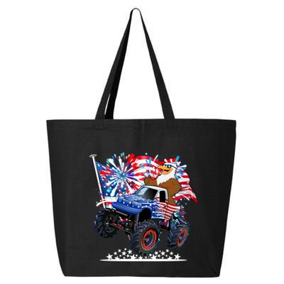 Funny American Usa Flag Eagle Monster Truck 25L Jumbo Tote