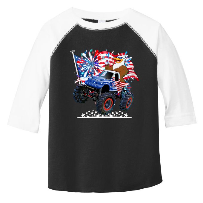 Funny American Usa Flag Eagle Monster Truck Toddler Fine Jersey T-Shirt