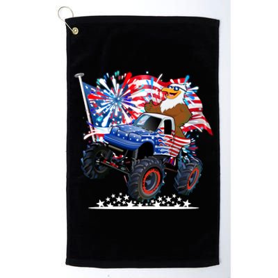 Funny American Usa Flag Eagle Monster Truck Platinum Collection Golf Towel