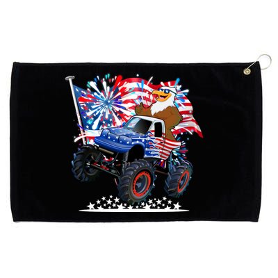 Funny American Usa Flag Eagle Monster Truck Grommeted Golf Towel