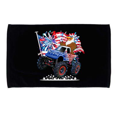 Funny American Usa Flag Eagle Monster Truck Microfiber Hand Towel