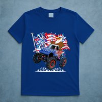 Funny American Usa Flag Eagle Monster Truck T-Shirt