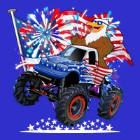 Funny American Usa Flag Eagle Monster Truck T-Shirt