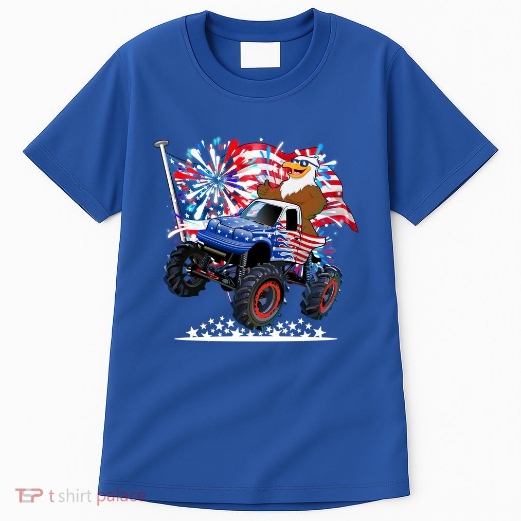 Funny American Usa Flag Eagle Monster Truck Tall T-Shirt
