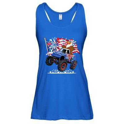 Funny American Usa Flag Eagle Monster Truck Ladies Essential Flowy Tank