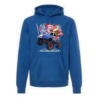 Funny American Usa Flag Eagle Monster Truck Premium Hoodie