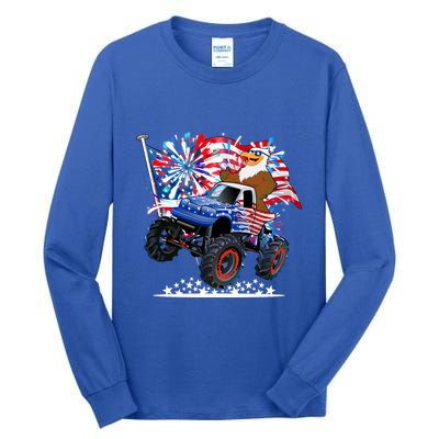 Funny American Usa Flag Eagle Monster Truck Tall Long Sleeve T-Shirt